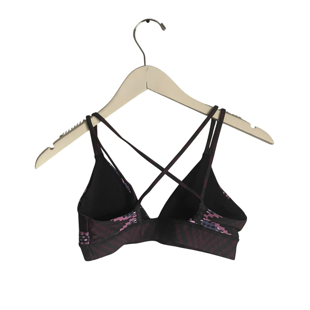 Mara Hoffman Black Purple Triangle Bikini Sports Bra Yoga Tribal Aztec size S