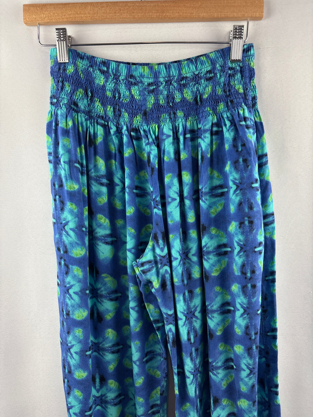 Women’s Lotus &amp; Luna Small Blue &amp; Green Patterned Harem Pants