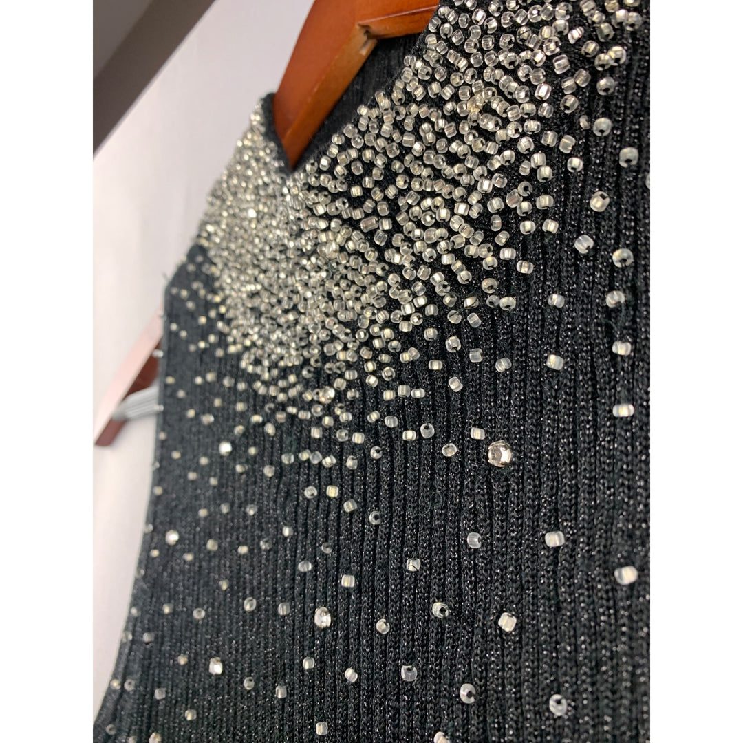 Women’s Caché Black Beaded Halter Top Size M