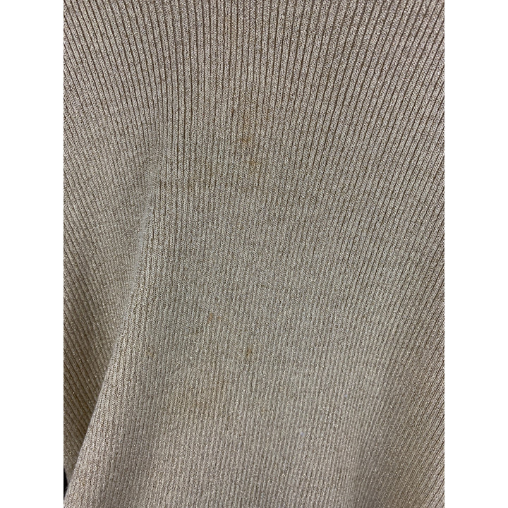 Chicos Additions Womens Ribbed Metallic Knit Sweater Size S Beige