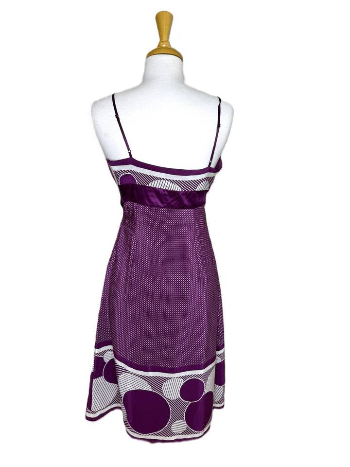 Ted Baker "Betria" Purple Silk Slip Dress, Empire Waist, Midi-Length, Size 1