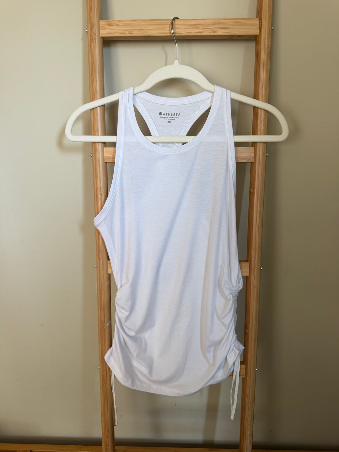 Athleta White Ruched Side Racerback Tank Top XS
