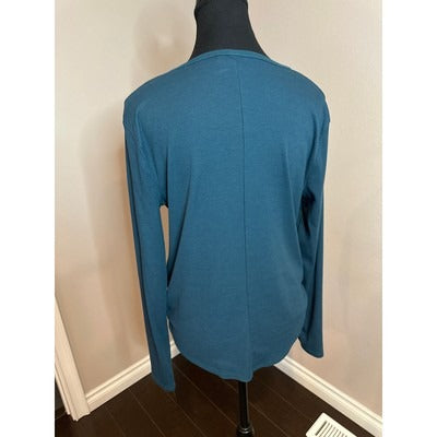 Long Sleeve Blue Twist Front Top Size M