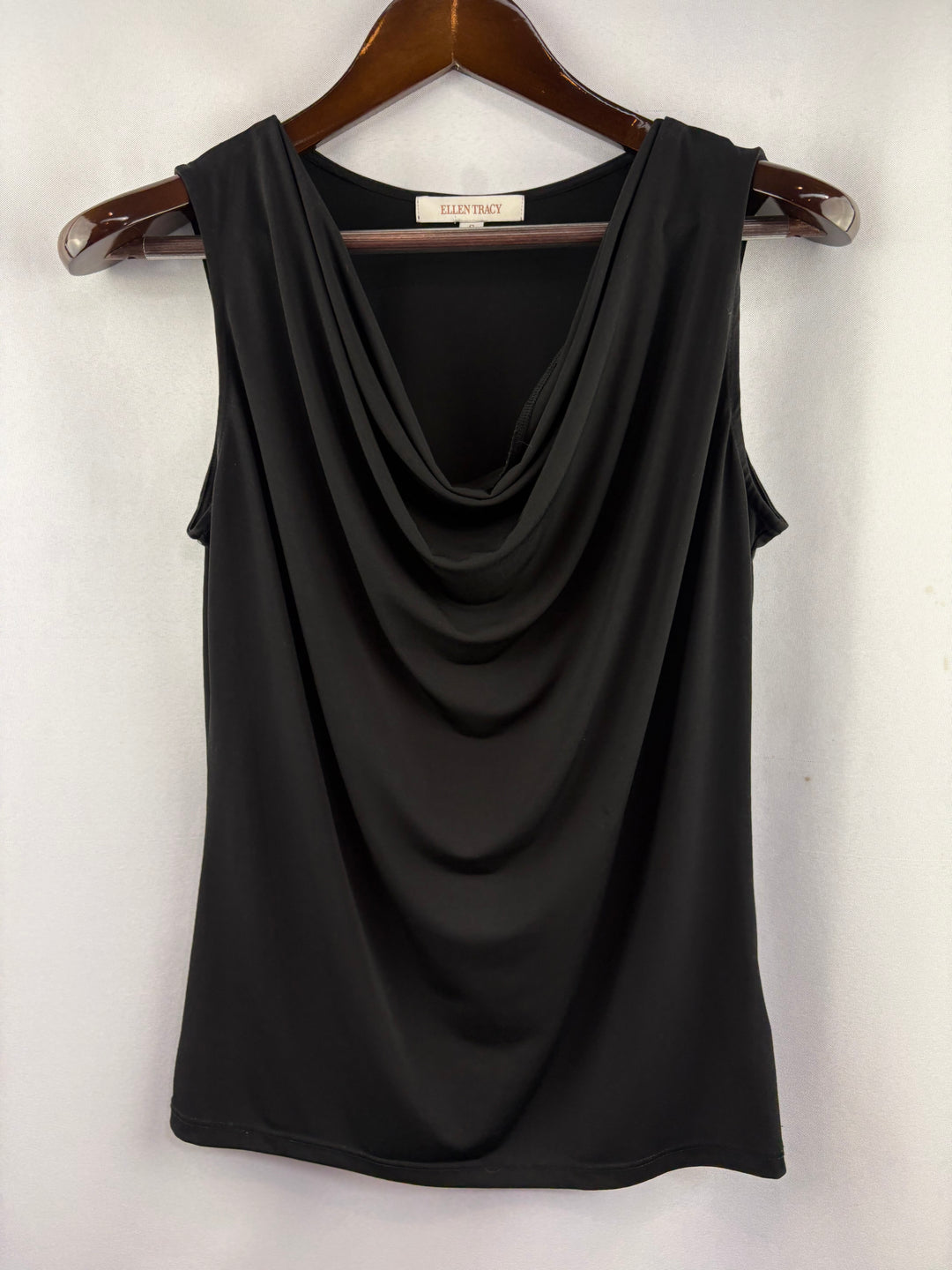 Women’s Ellen Tracy Small Black Cowelneck Sleeveless Blouse
