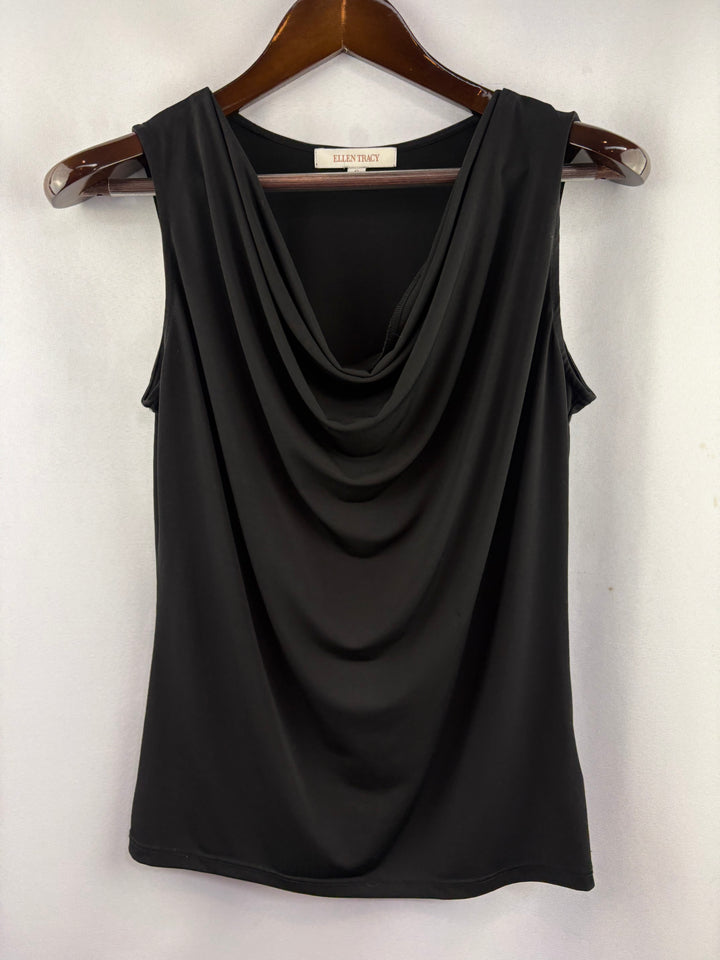 Women’s Ellen Tracy Small Black Cowelneck Sleeveless Blouse