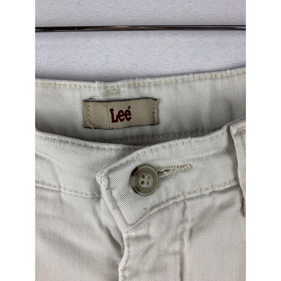 Lee Womens Cotton Blend White Straight Leg Pants Size 4P