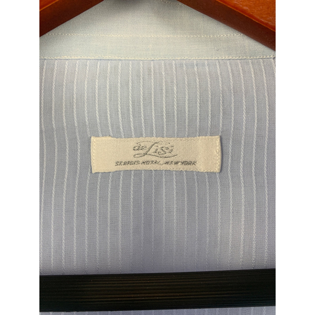 De Lisi Mens Striped Dress Shirt L Blue
