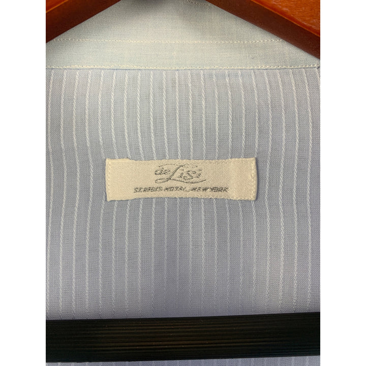 De Lisi Mens Striped Dress Shirt L Blue