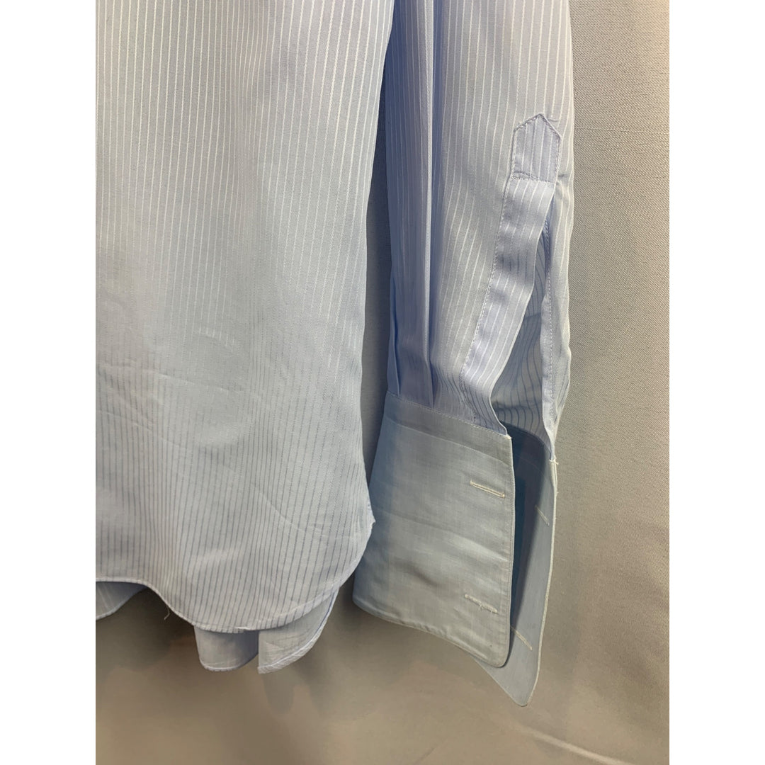De Lisi Mens Striped Dress Shirt L Blue