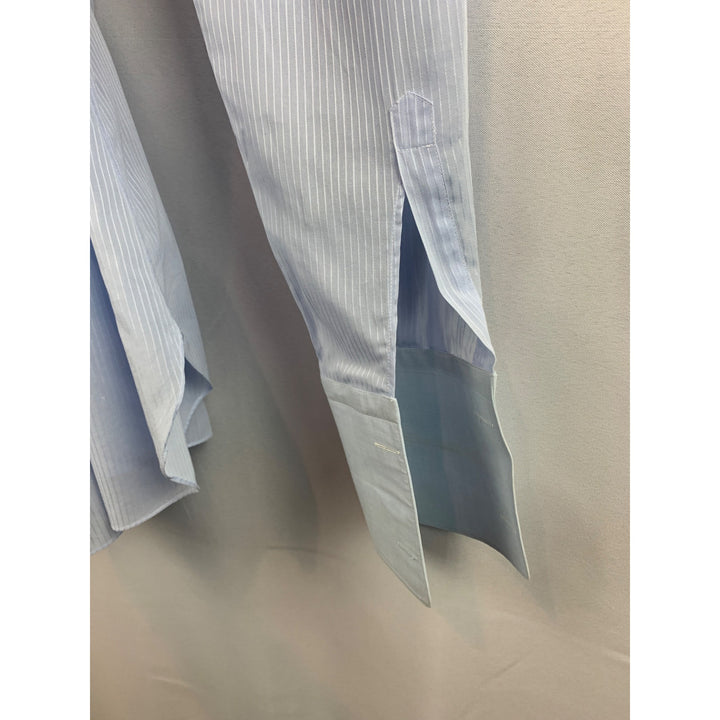 De Lisi Mens Striped Dress Shirt L Blue