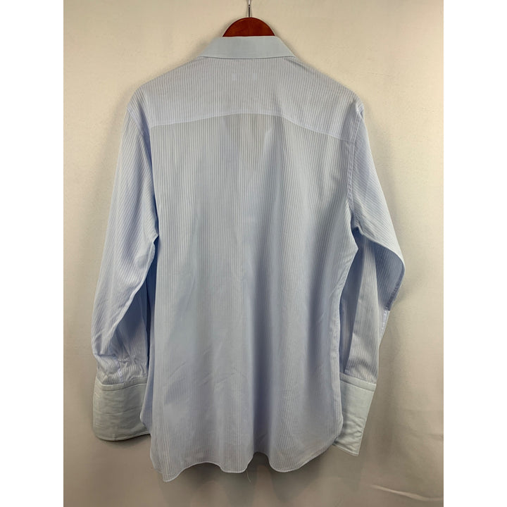 De Lisi Mens Striped Dress Shirt L Blue