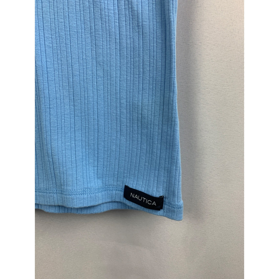 Nautica Womens Light Blue Ribbed Short Sleeve Tee - Size L