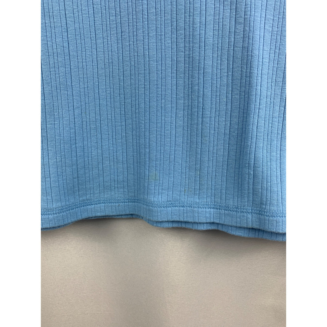 Nautica Womens Light Blue Ribbed Short Sleeve Tee - Size L