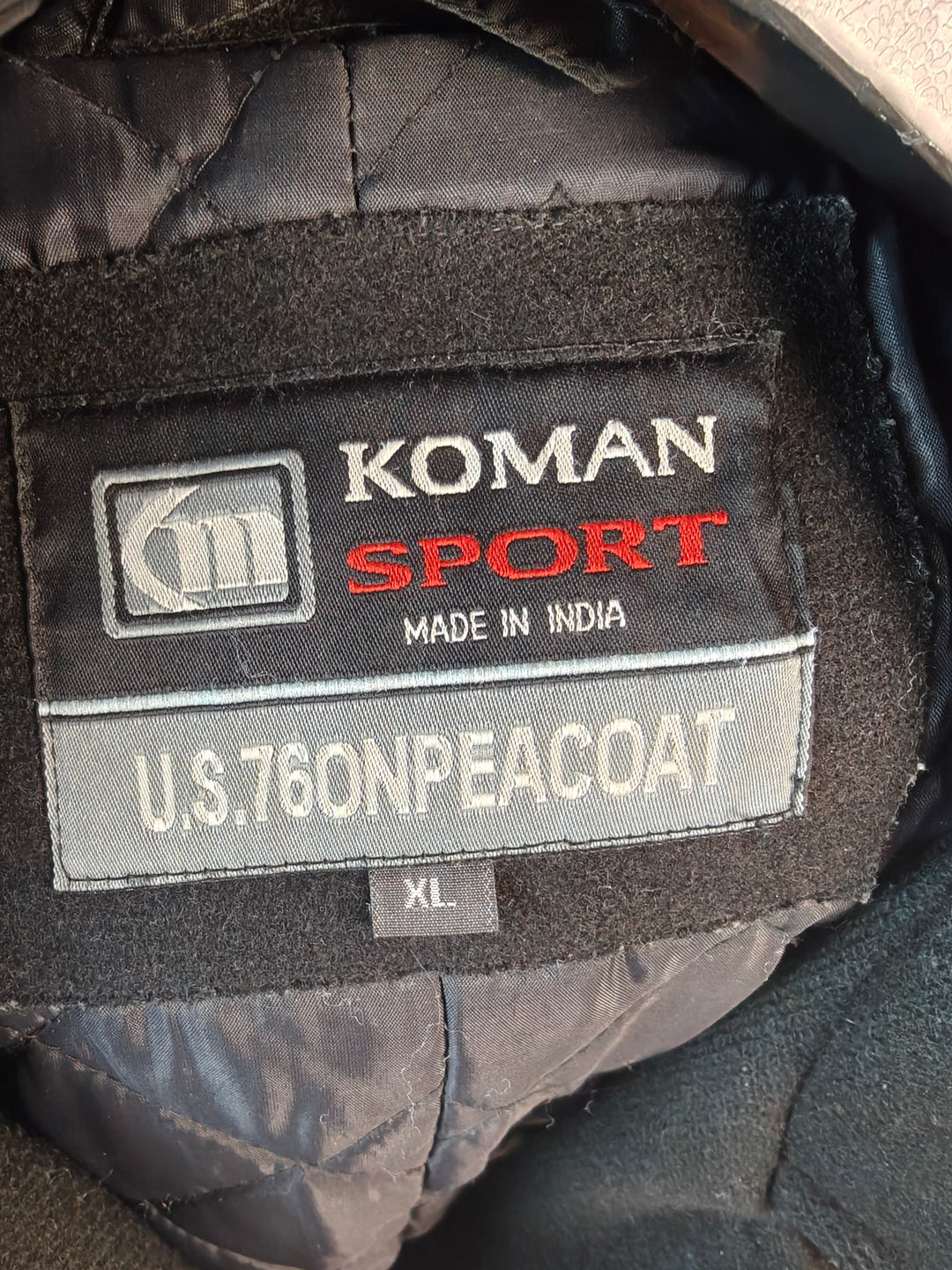 Koman Sport U.S. 760N Men's Black Wool Blend Peacoat Jacket XL Double Breasted