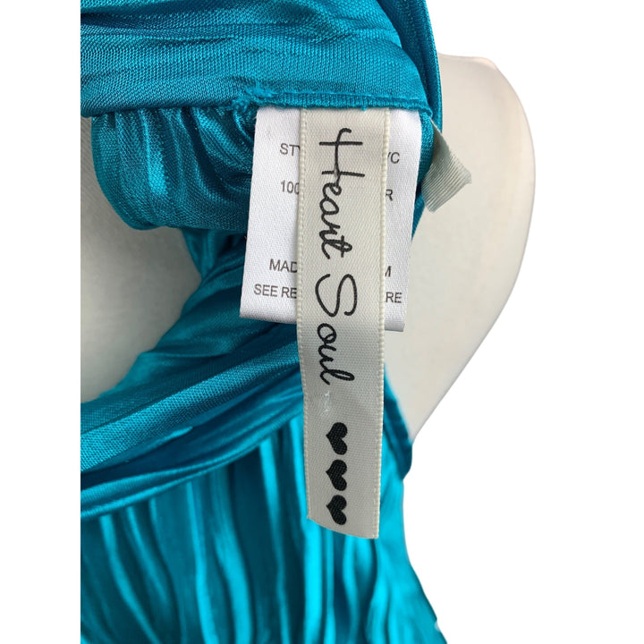 Heart Soul Womens Turquoise Sleeveless Halter Neck Top L Polyester