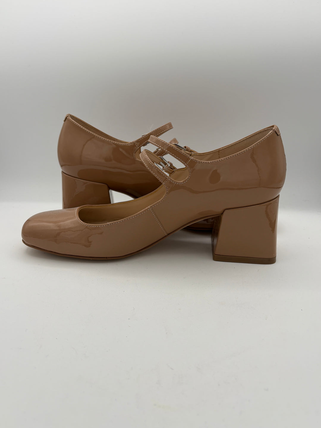 Women’s Marc Fisher Size 8.5 Nude Patent Leather Block Heels