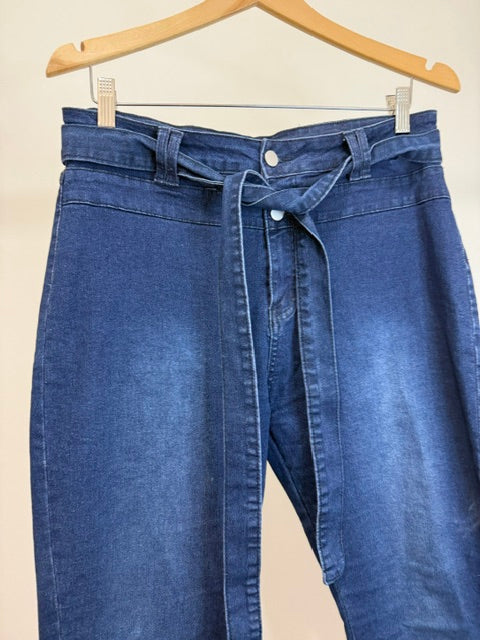 Pantete Curvy Flare Jeans With Belt Dark Wash SzXL /34