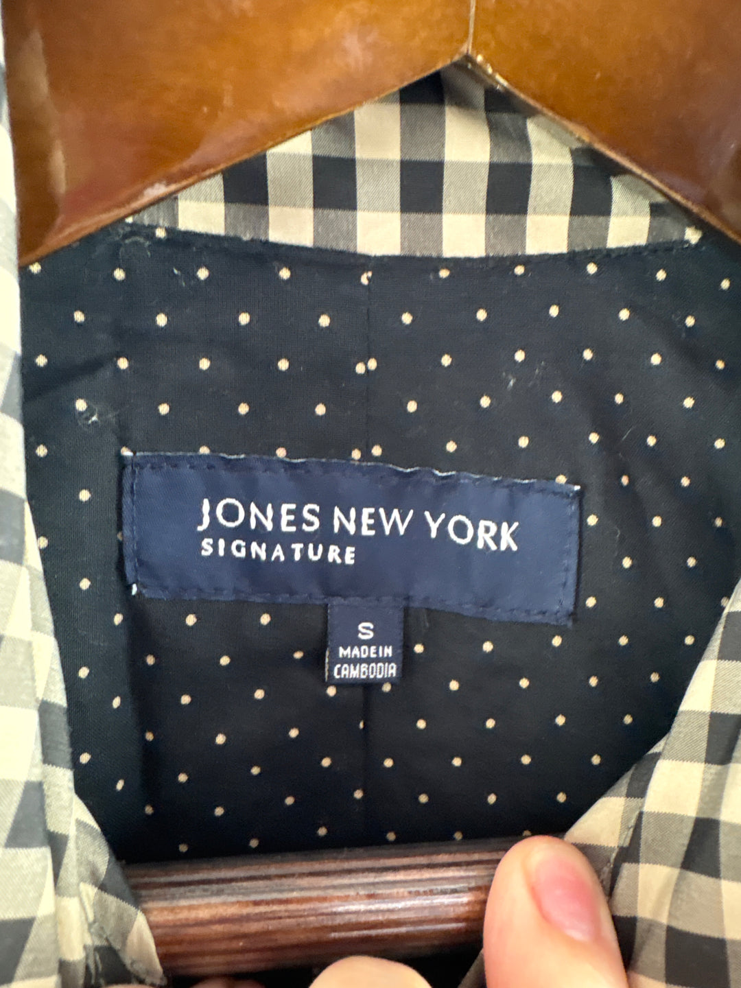Women’s Jones New York Small Beige &amp; Black Gingham Jacket