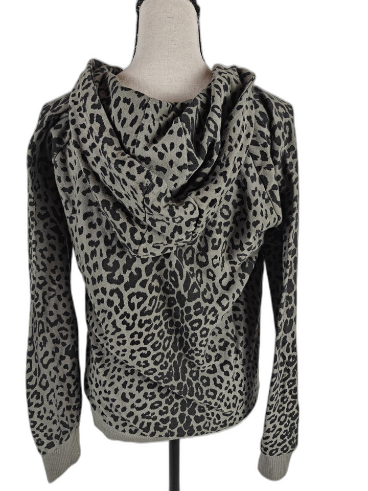 Women Chaser Zip Hoodie Gray Leopard Print Medium