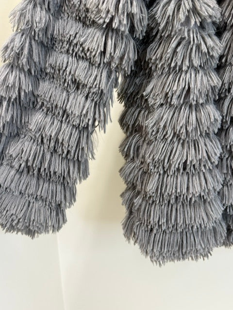 Glitzy Girlz Light Gray Statement Fuzzy Jacket Sz1X