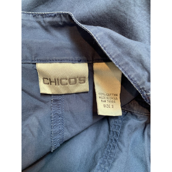 Chicos Womens Blue Cotton Capri Pants Size 3
