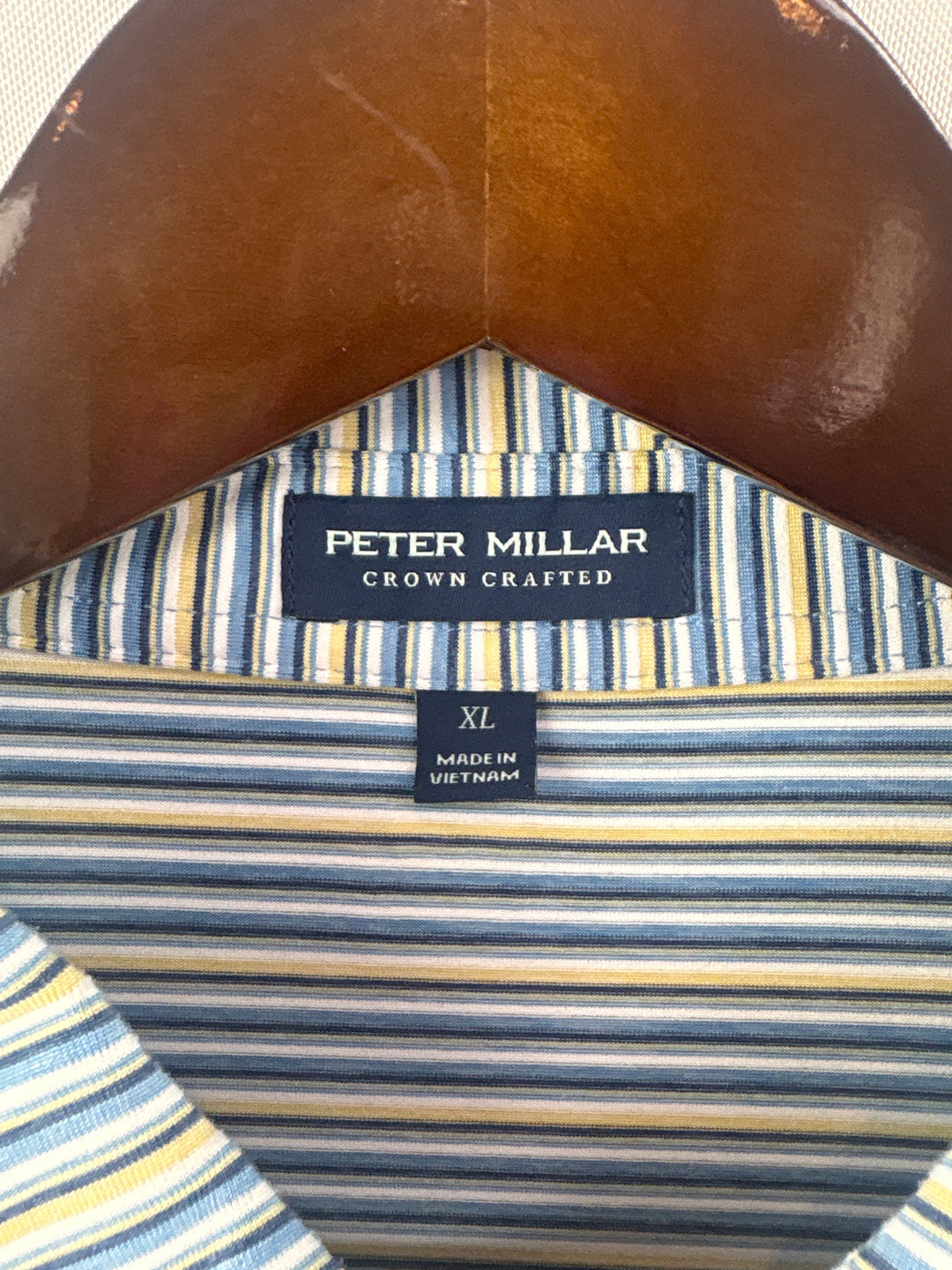 Men’s Peter Millar XL Blue, White, Black Striped Golf Polo