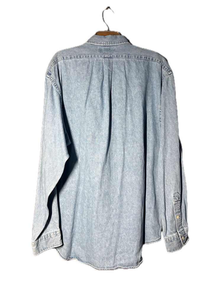 Vintage Ralph Lauren Blaire Denim Shirt 90s Oversized Light Wash