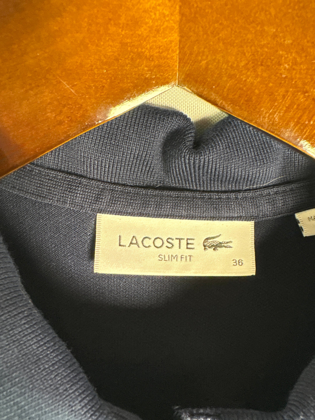 Womens Lacoste Navy Blue Polo Shirt Cotton Blend Size 36