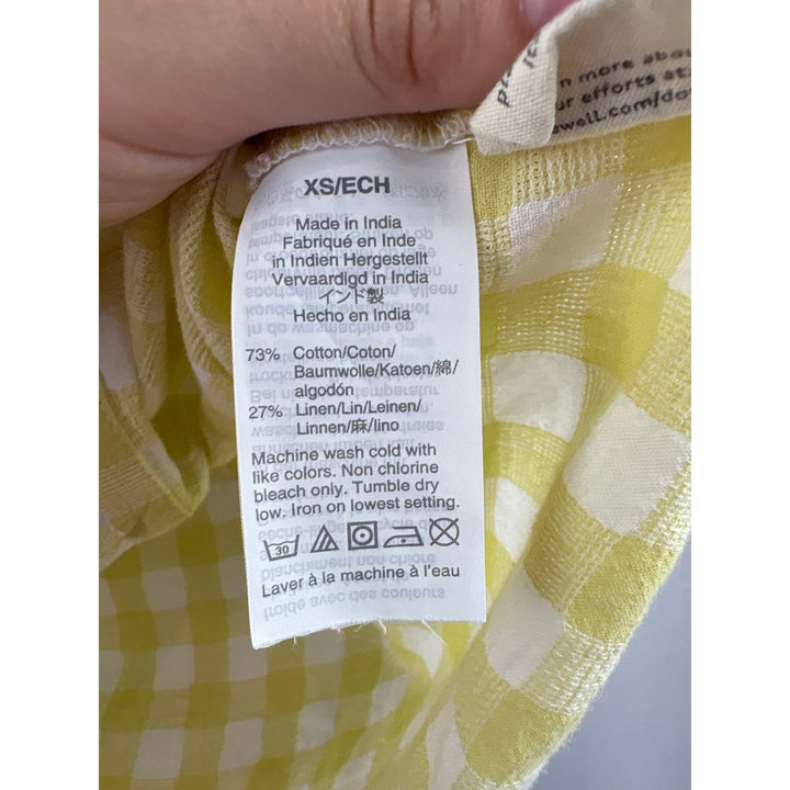 Women’s Madewell XS White and Yellow Gingham Cropped Button Up