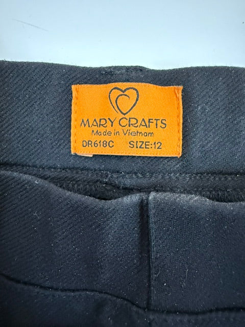 Mary Crafts Pull On Straight Leg Pants Black Sz12