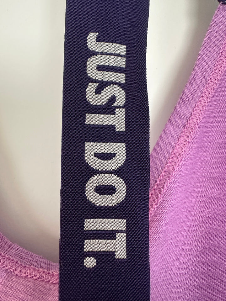 Nike Womens Dri Fit Purple Loose Fit Tank Top Just Do It Strap Athletic Size S