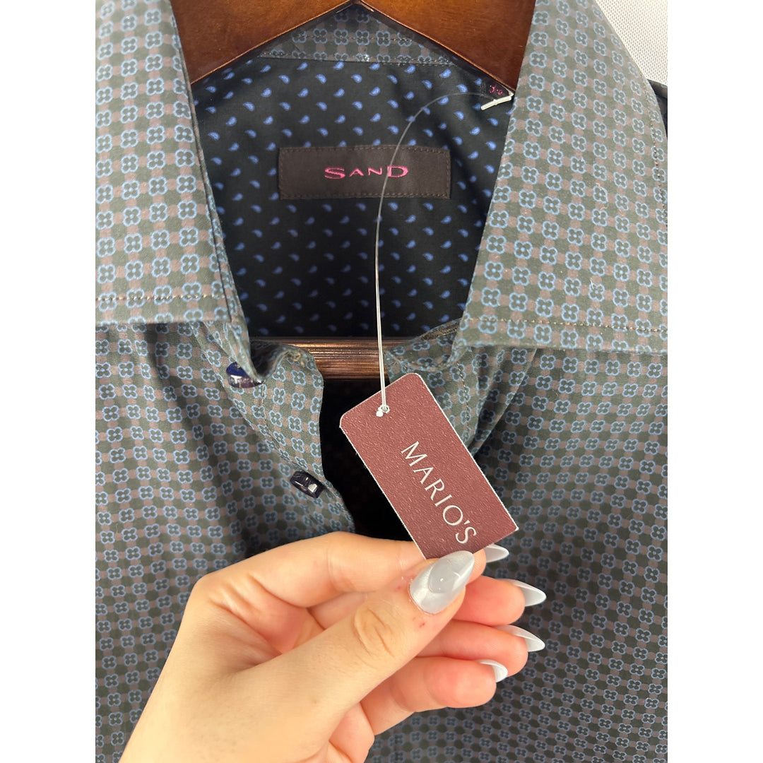 Men’s Sand by Mario’s Small Black & Grey Patterned Button Down