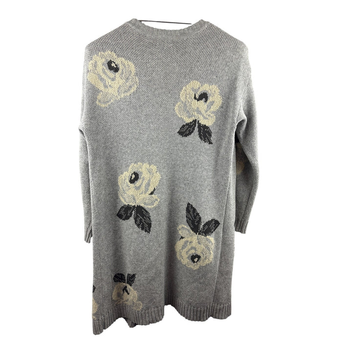 Women’s Style & Co XS Light Gray Cardigan w/ Cream Rose Pattern