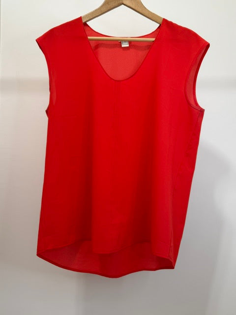 J.Crew Deep Scoop Neck Sleeveless Blouse Red Sz12