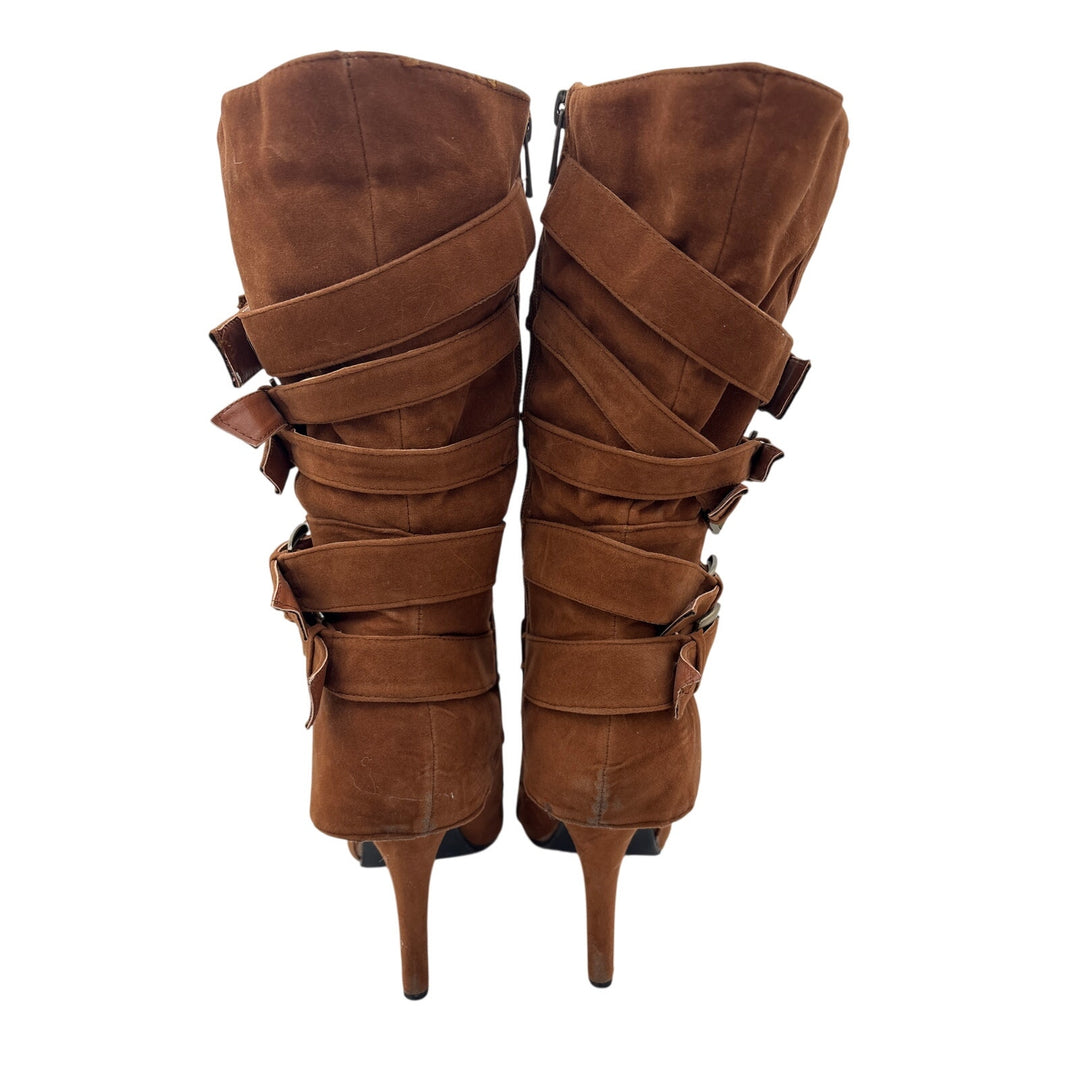 Women’s Just Fabulous Size 9 Brown Suede Buckle Knee High Boots