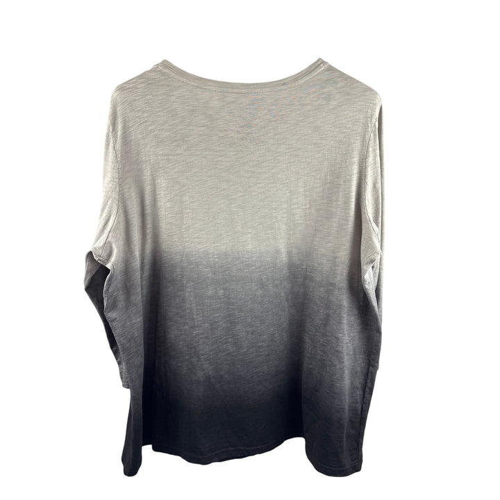 Women’s Charter Club Size 2X Dark & Light Grey Ombré 3/4 Sleeve Shirt w/ Florals