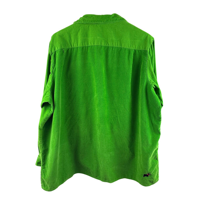Women’s The Quaker Factory Size 2X Leaf Green Corduroy Button Up w/ Dog Pattern