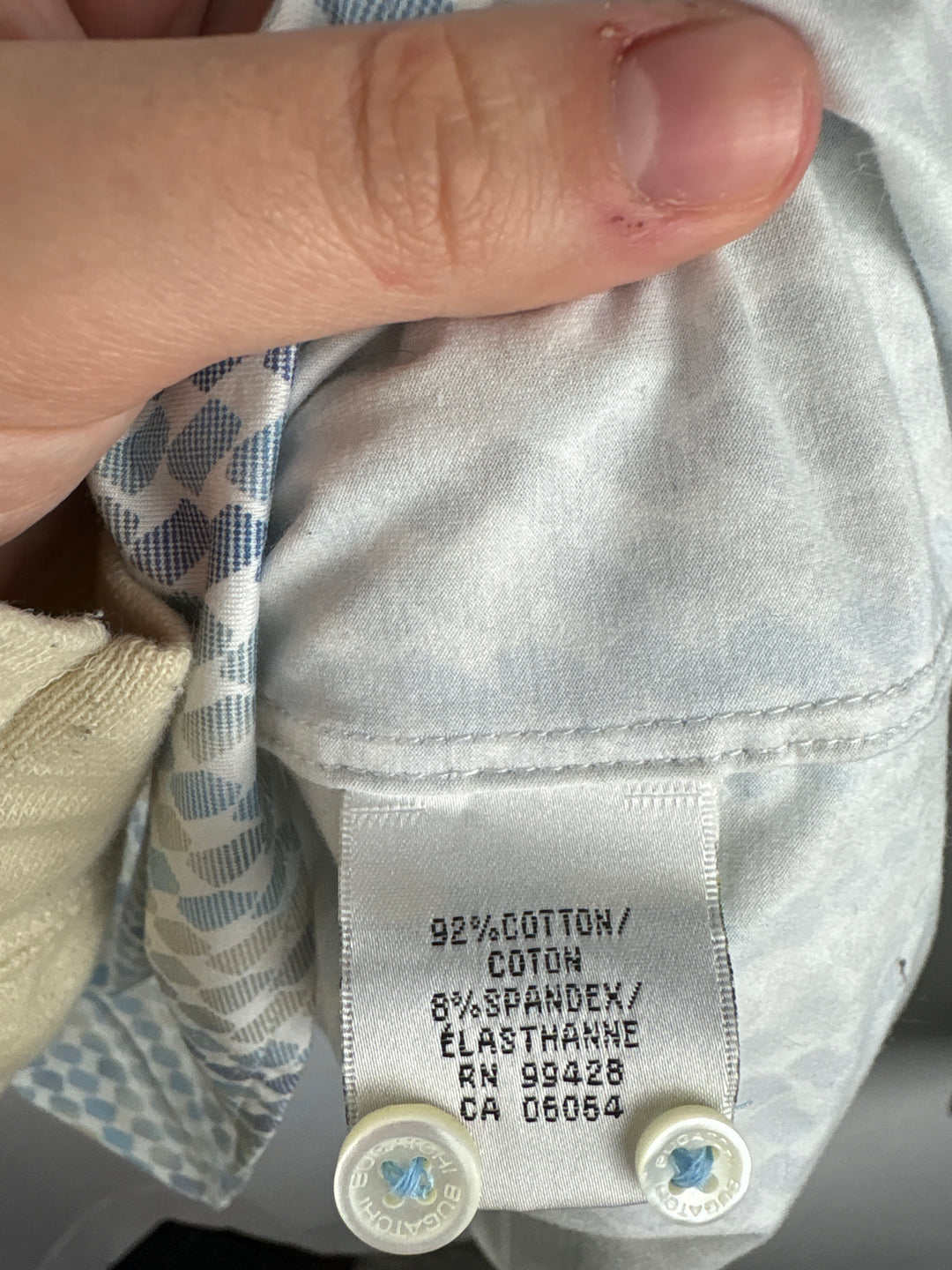 Men’s Bugatchi XXL White &amp; Blue Patterned Button Down