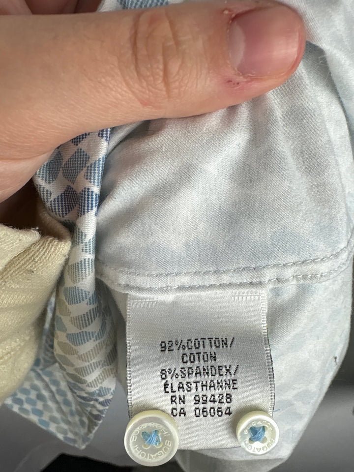 Men’s Bugatchi XXL White &amp; Blue Patterned Button Down