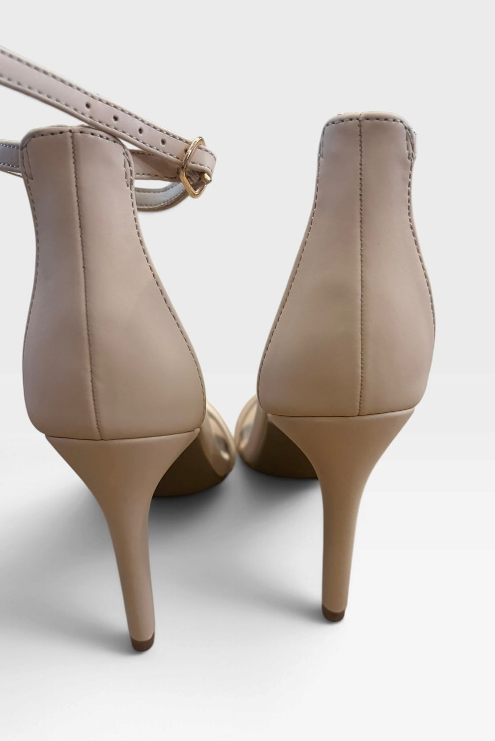 DREAM PAIRS Nude Beige Stiletto Heels 6 Strappy Ankle Strap Sandals Minimalist