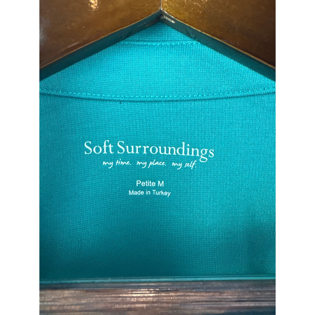 Women’s Soft Surroundings Petite Medium Dark Teal Long Sleeve Blouse