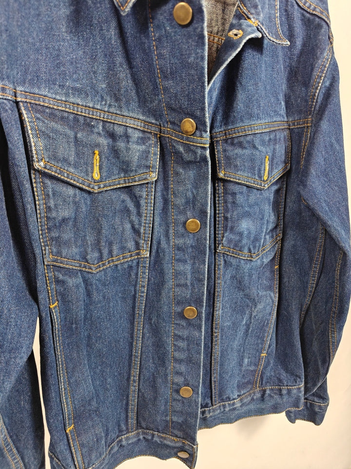 Harbour Weathercaster Denim Trucker Jacket Blue Vintage Size L