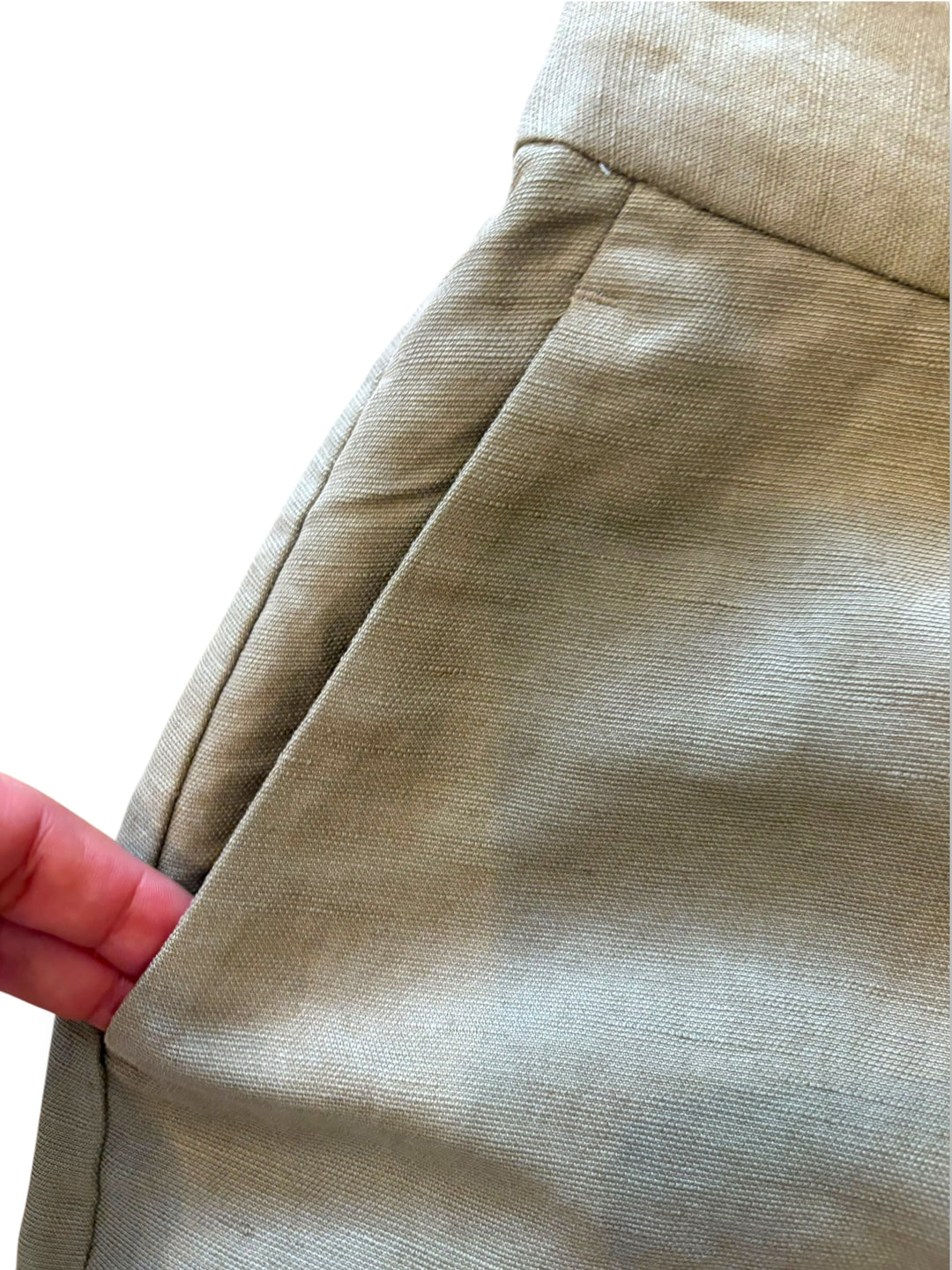 Aritzia Limitless Linen Curve Fit High Rise Wide Leg Pants Size 12 Olive Tan NWT