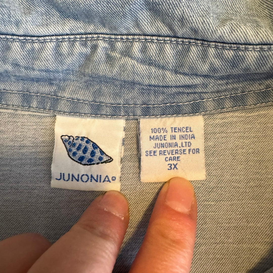 Junonia Women's Super-Soft Tencel Chambray Button-Up Blouse, size 3X