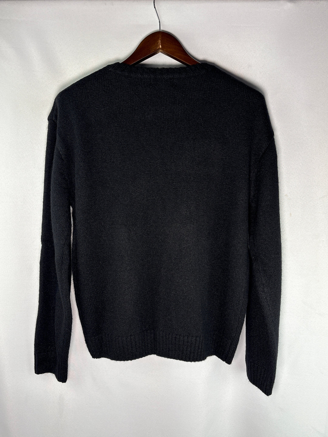 Womens Moia One Size Black Alpaca Wool Blend Crewneck Sweater