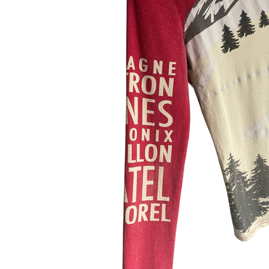 Neve Garmisch Silk Wool Blend Red Creme Quarter Zip Ski Courchevel Baselayer XS