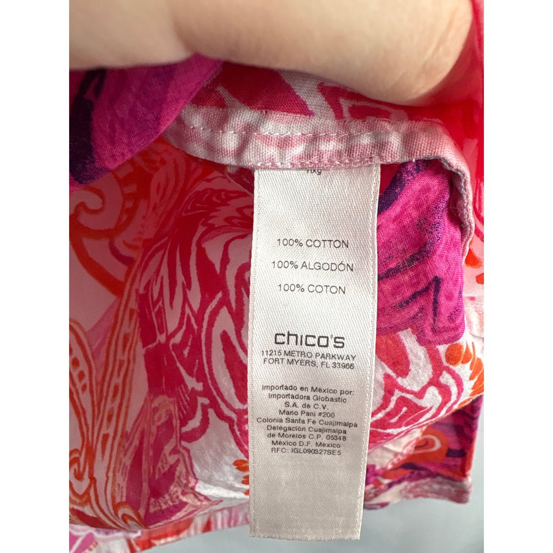 Women’s Chico’s Size 1 Multicolor Paisley Button Up Shirt