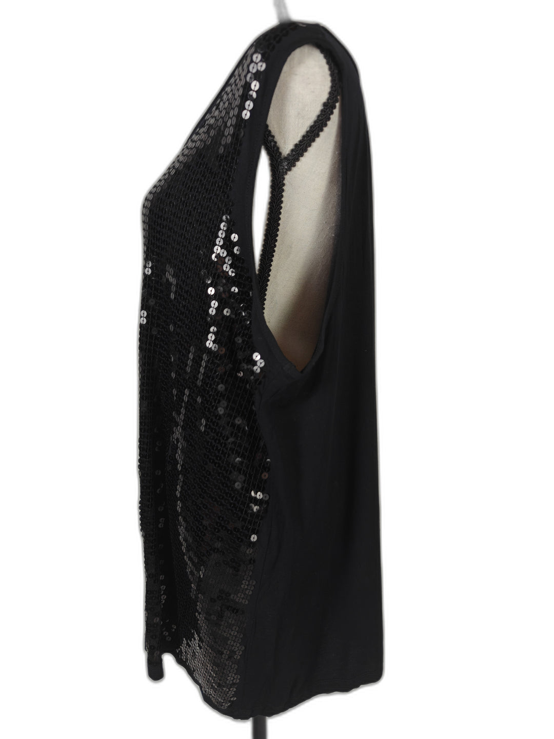 Womens Design History Sequin Tank Top Black Size 3X