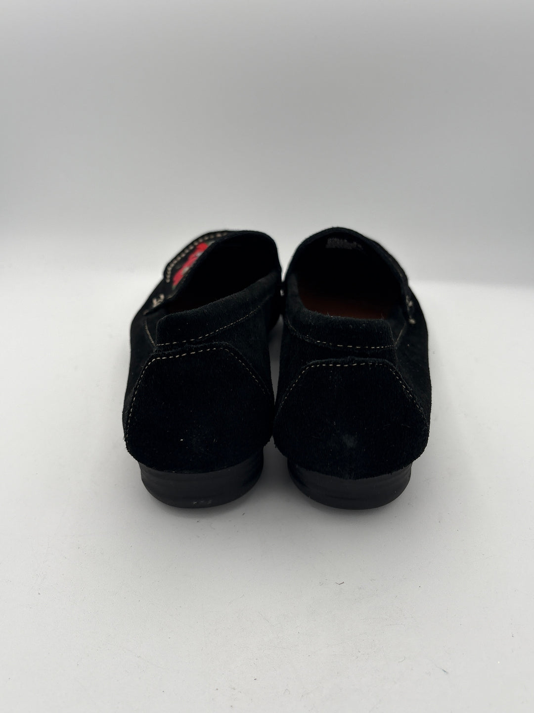 Womens Baretraps Size 9 Black Suede Loafers Red Floral Embroidery Silver Studs