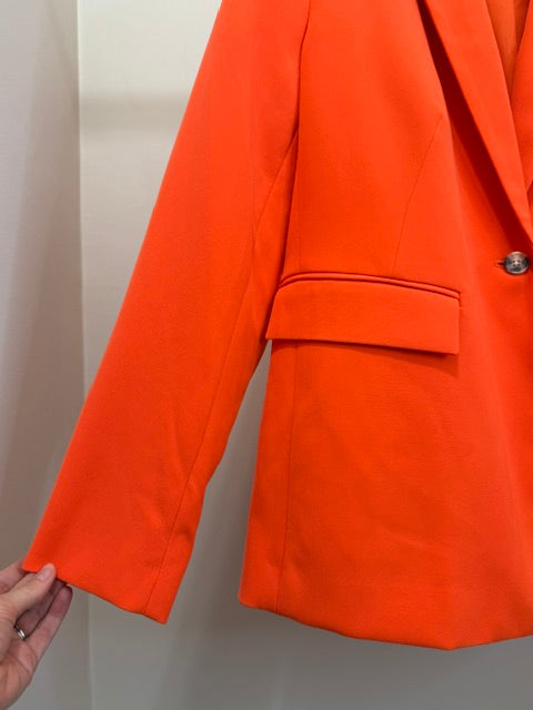 Nine West One Button Blazer Vibrant Orange NWOT Sz14